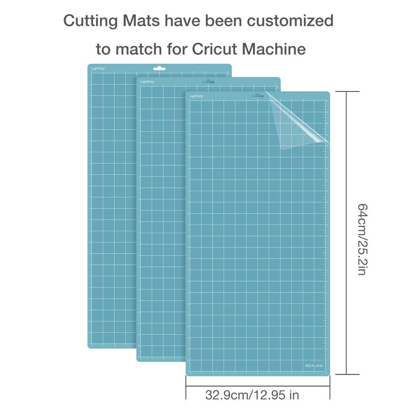 REALIKE LightGrip Cutting Mat Compatible with Cricut Maker 3/Maker 4/Maker/Explore 3/4/Air 2/Air/One(3 Mats,12x24 inch) Blue Light Adhesive Cut Mats for Crafts, Quilting, Sewing and All Arts - Image 2